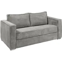 Vente-unique - Schlafsofa mit Matratze 3-Sitzer - Cord - Hellgrau - Liegefläche 140 cm - Matratze 18 cm - loreto