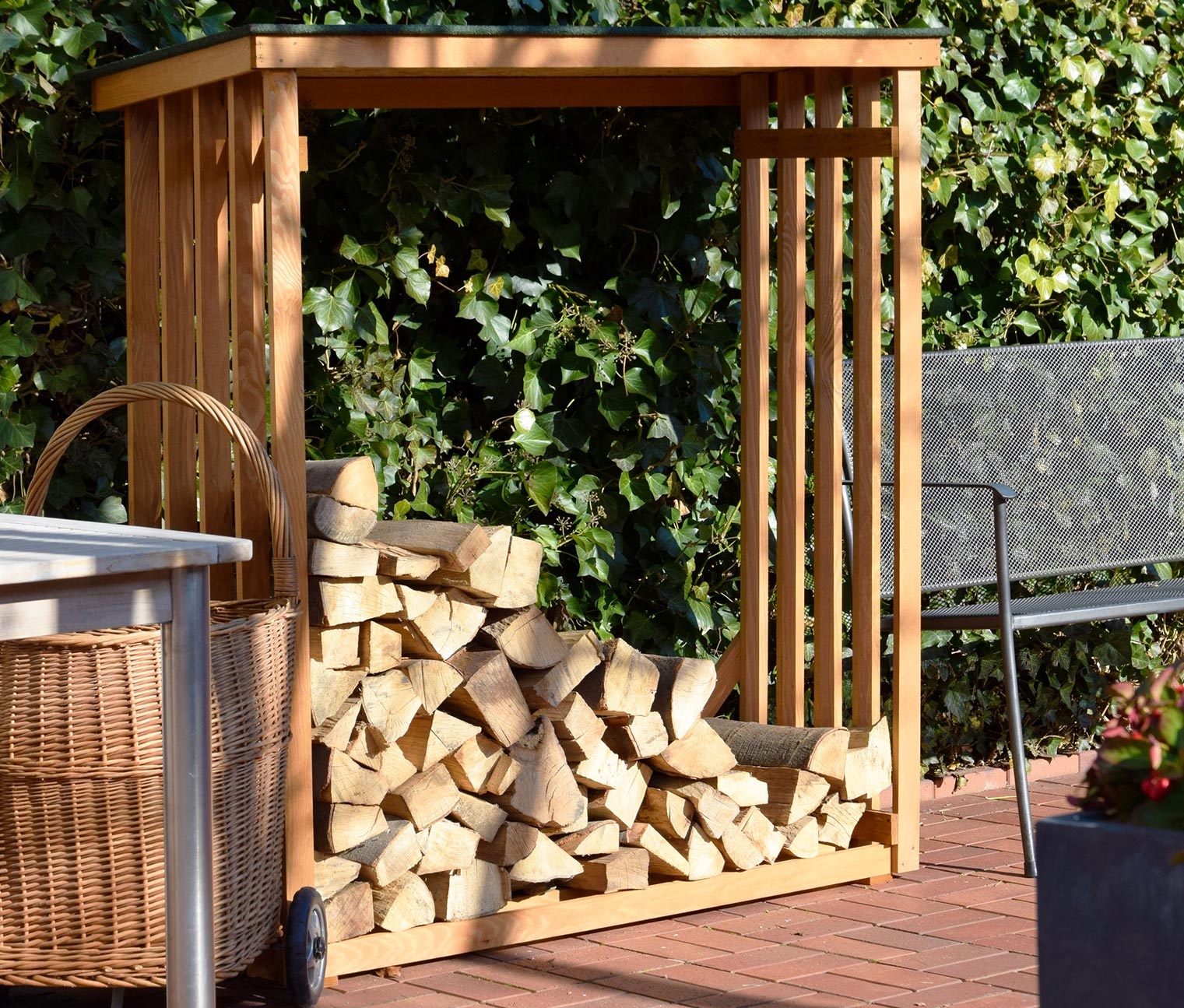 Produktbild Tchibo - Kaminholz-Regal - 40x140x143cm - grün - Holz / Holz