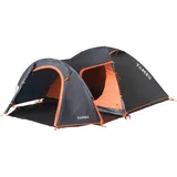 tambu Kuppelzelt TAMBU Akasa 4 Personen Camping- und Festival-Zelt in Blau mit Vorbau dunkelblau|orange 4 PERSONEN