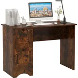 Costway Schreibtisch 2 Schubladen Rustikales Braun