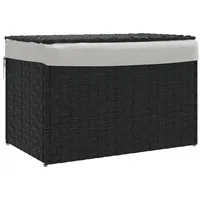 vidaXL Wäschekorb mit Deckel Schwarz 55,5x35x34 cm Poly Rattan