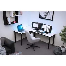 Möbelsystem L-förmiger Gaming Desk mit LED-Beleuchtung weiß