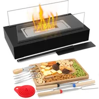 Tischkamin mit Maker-Kit, Tragbarer Tischfeuer für Indoor & Outdoor, Bio Ethanol Kamin mit Löschhilfe & Sicherheitsglas für Tischdekoration Zuhause Terrasse Weihnachten