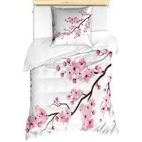 ABAKUHAUS Asiatisch Bettbezug Set für Einzelbetten, Japanischer Kirschzweig, Milbensicher