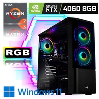 Meinpc Gamestation 5700X RTX 4060 Gaming-PC (AMD Ryzen 7 5700X, Nvidia GeForce RTX 4060, 32 GB RAM, 2000 GB HDD, 1000 GB SSD, Wasser, Windows 11 Pro, Gamer, Gaming)