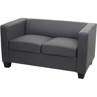 Mendler 2er Sofa Couch Loungesofa Lille ~ Kunstleder, dunkelgrau