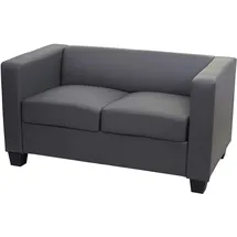 Mendler 2er Sofa Couch Loungesofa Lille ~ Kunstleder, dunkelgrau