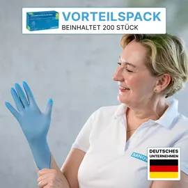arnomed NITRIL BLUE 200er Nitrilhandschuhe blau, 200 Stück, Nitril, chemikalienbeständig, lebensmittelecht, Größe XL