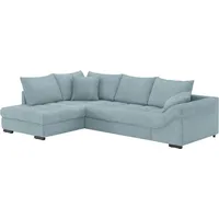 Ecksofa MR. COUCH "Allegro, L-Form", blau (stripes 8624 blau grau), B:303cm H:86cm T:202cm, Stripes (92% Polyester / 8% Nylon), Sofas, mit Hochschläfer-Bettauszug, wahlweise mit Kaltschaum