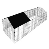Cadoca® Cadoca Freilaufgehege 180x75x75cm Sonnenschutz Auslauf Garten Kaninchenstall Hasenstall Kleintierauslauf Dachstoff schwarz