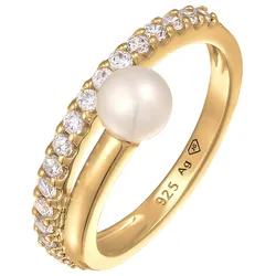 Elli PREMIUM Süßwasserperle Zirkonia 925 Silber Ringe   Damen 