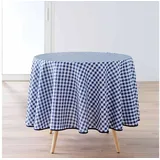 Douceur d'intérieur Tischdecke Vichy Ø 180 cm Blau