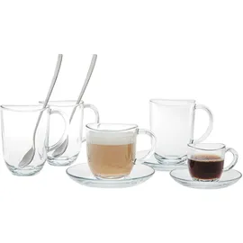 LEONARDO Napoli Latte Macchiato-Tassen 6er Set, spülmaschinengeeignete Kaffee-Becher, Glas-Tasse mit Henkel, mikrowellenfest, 380 ml, 6 Stück