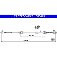 ATE Handbremsseil Vorne 24.3727-0445.2 für MERCEDES-BENZ Sprinter 3-T 2-T