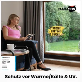 Marapon Spiegelfolie Fenster Sichtschutz Silber 0,445x2 m Fensterfolie blickdicht von aussen tagsüber Sonnenschutzfolie Fenster innen UV Schutz statisch haftend Hitzeschutz Wärmeschutz Innenanbringung