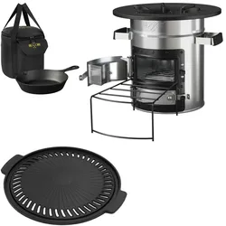 Raketenofen BBQ Holzofen Edelstahl Kocher Grillplatte