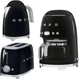 Smeg Morning SET 3tlg. Kaffeemaschine, Toaster, Wasserkocher - Morning Set 3-tlg. schwarz