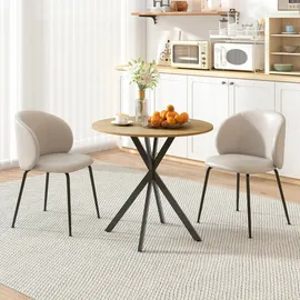 Homcom Runder Küchentisch Ø 80 cm Eiche beige