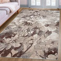 OTTO home Teppich OTTO HOME "Almrose" Gr. 1, beige (sand), B:60cm H:9mm L:90cm, Kunstfaser, Teppiche, Teppich, mit besonders weichem Flor, Blumen Muster, florales Design, Kurzflor