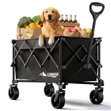 LEWANJA 140L Bollerwagen Faltbar, Schwerlast Handwagen & Transportwagen mit 130kg Tragkraft, verstellbarem Griff, für Garten, Camping, Festival & Strand