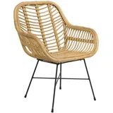 Beliani Rattanstuhl Rattan schwarz