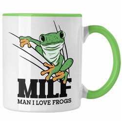 Trendation Tasse Lustige Frosch Tasse Geschenk für Froschliebhaber Lustig MILF Man I L grün