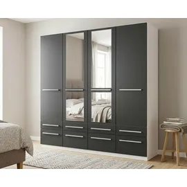 Priess Drehtürenschrank Barcelona 185 x 193 x 54 cm schwarz/weiß mit Beleuchtung