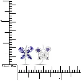 vira jewels Ohrstecker Vira Jewels Silber 925 rhodiniert Schmetterling-Motiv mit echtem Tansanit 1,16