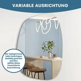 Albatros Designerspiegel Asymmetrisch 90 x 70 cm Wandspiegel oder Türspiegel, Moderne organische Form Spiegel Oval und Groß Asymmetrischer Spiegel