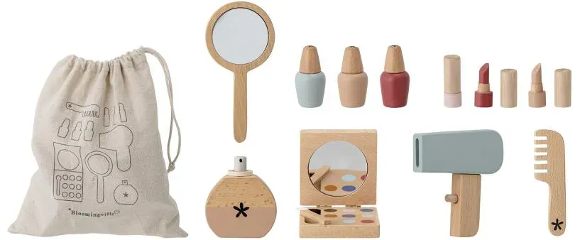 Bloomingville Daisy Toy Make-up set, Rose, Buche Set of 11