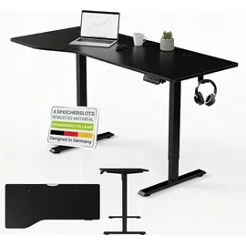 Juskys Höhenverstellbarer Schreibtisch Office Stand 160x75cm - elektrisch, Memory-Funktion - Schwarz