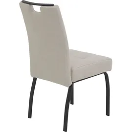 Hela 4-Fußstuhl HELA "LINZ, Esszimmerstuhl, Komfortstuhl", beige (beige, schwarz, schwarz), B:48,5cm H:97cm T:64cm, Metall, Polyester, Stoff, Stühle, XL-Sitz,elegante Griffleiste,Komfortsitz mit Federkern,140kg belastbar