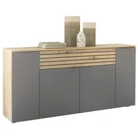 MID.YOU Sideboard, Grau, Eiche Artisan, & 177x85x37 cm,