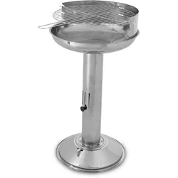 ACTIVA Edelstahl Holzkohle Säulengrill "Augsburg" mit 39 cm großen verchromten, verstellbaren Grillrost und Belüftung in der Säule