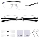 TERAISE 2er pack lesebrille rahmenlos herren damen, lesebrille blaulichtfilter ultraleichte,unkaputtbar rahmenlose lesehilfe,computer lesebrille männer (4.0X) - 4.0X