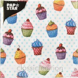 Papstar 20 Servietten, 3-lagig 1/4-Falz 33 cm x 33 cm "Cupcakes"
