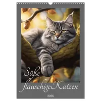 Calvendo Süße flauschige Katzen (Wandkalender 2026 DIN A3 hoch),