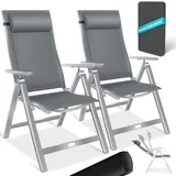 Kesser KESSER® Gartenstuhl Hochlehner mit Armlehnen Aluminium Klappstuhl inkl. Kopfkissen Campingstuhl 7-Fach Verstellbar Rückenlehne Atmungsaktiv & Wetterfest Klappbar & Anti-Rutsch