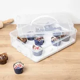 Hi Haushalt International Muffin Box für 12 Muffins Ständer rechteckig Kuchenbox eckig Transportbox 34x26