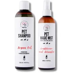 PET Shampoo Arganöl_Shampoo 250ml Hypoallergen + Pet Magic Mist - Magic Mist for Hair 250ml Leichtes Entwirren und gepflegtes Fell
