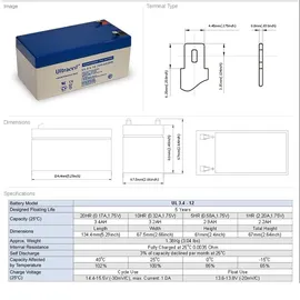 Ultracell UL3.4-12 Ultracell Blei Akku 12 Volt, 3.4Ah