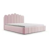 moeblo Polsterbett Bett 03 – Doppelbett mit Kopfstütze, Rahmenbettgestell, Bettkasten, Lattenrost und gepolstertem Kopfteil, Double - 140x200 - ... - Hellrosa