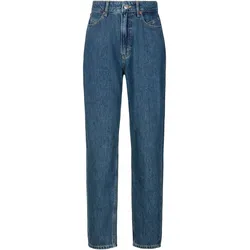 Mom-Jeans BOSS ORANGE "Ruth Premium Damenmode", Damen, Gr. 29, N-Gr, navy 415, Denim/Jeans, Obermaterial: 100% Baumwolle, unifarben, casual, Jeans, High Rise, High Waist