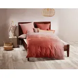 Bettwäsche KAEPPEL "Master", orange (terra), B/L: 135cm x 200cm, 1 Stk., 1 Stk., Mako-Satin, B/L: 80cm x 80cm, 2 Stk., Mako-Satin, Obermaterial: 100% Baumwolle, Bettwäsche, Bettwäsche, mit Karomuster