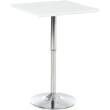 Homcom Bartisch Bistrotisch Pub Höhenverstellbarer Quadratischer Stehtisch Tisch Stahl Weiß 60 x 60