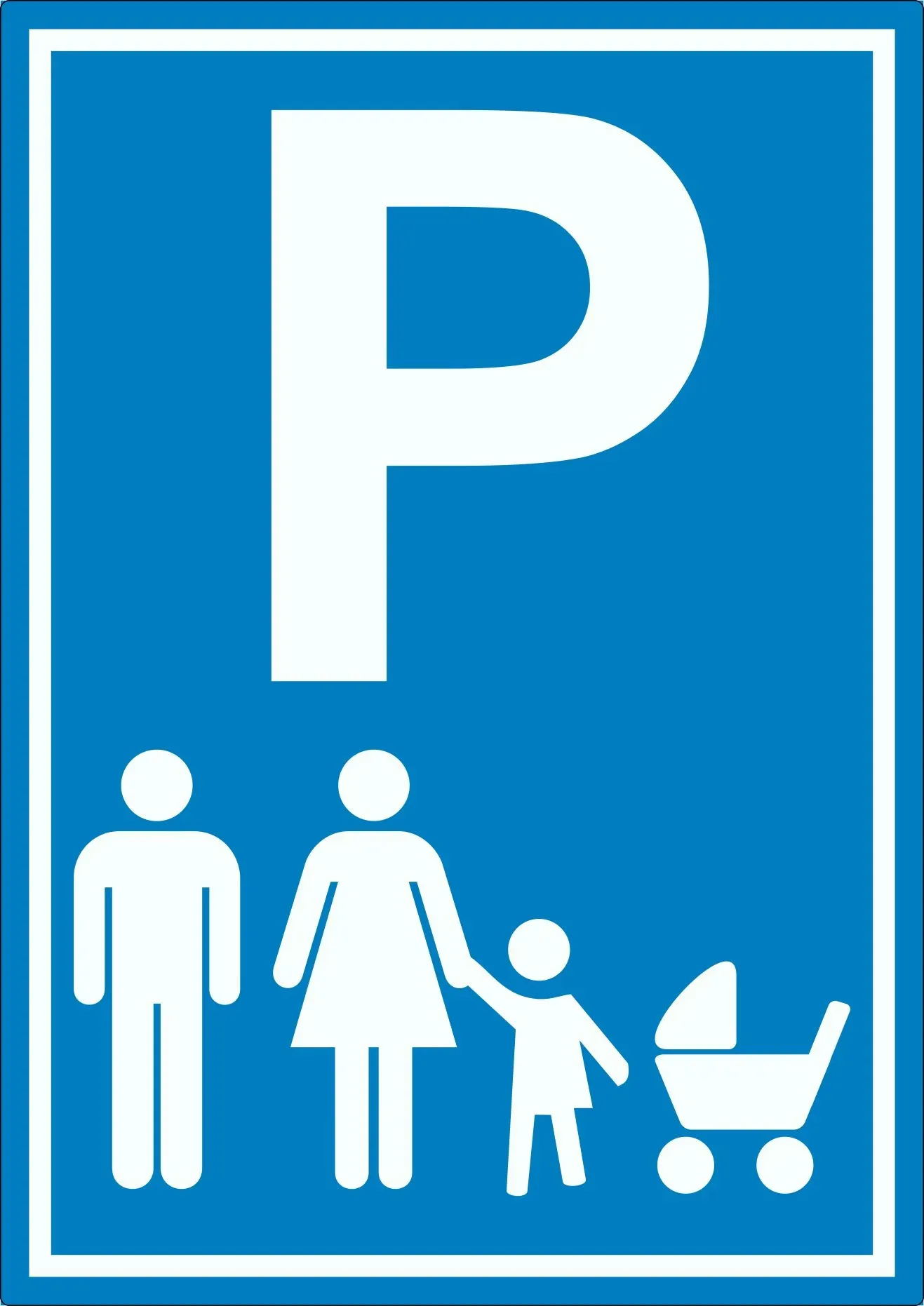 Parkplatz Eltern Kinderwagen Aufkleber A5 (148x210mm)
