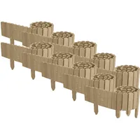 Floranica 20 m Beeteinfassung Flexibler Holzzaun 10 St. 2 m x 10 cm Unbehandelt Steckzaun aus Kiefernholz Rasenkante Teichzaun Rollboard 10 tlg Erweiterbares Zaunset für Garten