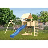 Karibu Woodfeeling Gmbh Karibu Spielturm Lotti Doppelschaukel Anbauplattform Kletterwand Rutsche Blau