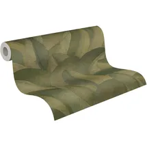 Livingwalls A.S. Création Vibes & Styles Isabelle Golden Canopy Vliestapete – Florale Palmenblätter in Gold, Strukturiert mit Glanz, Florale Tapete, Palmenblätter, 10,05 m x 0,53 m, Grün/Metallic - 790394
