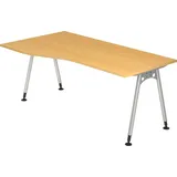 Hammerbacher AS18 höhenverstellbarer Schreibtisch buche Trapezform, A-Fuß-Gestell silber 180,0 x 80,0 cm